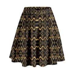Luxury Golden Oriental Ornate Pattern High Waist Skirt by dflcprintsclothing