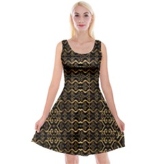 Luxury Golden Oriental Ornate Pattern Reversible Velvet Sleeveless Dress by dflcprintsclothing