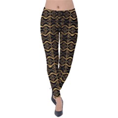 Luxury Golden Oriental Ornate Pattern Velvet Leggings by dflcprintsclothing