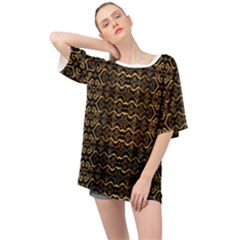 Luxury Golden Oriental Ornate Pattern Oversized Chiffon Top