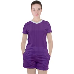 Eminence Purple & White - Women s Tee And Shorts Set