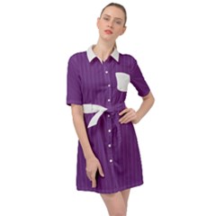 Eminence Purple & White - Belted Shirt Dress by FashionLane