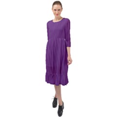 Eminence Purple & White - Ruffle End Midi Chiffon Dress by FashionLane