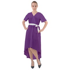 Eminence Purple & White - Front Wrap High Low Dress