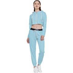 Blizzard Blue & Black - Cropped Zip Up Lounge Set