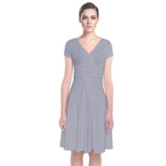 Chalice Silver Grey & Black - Short Sleeve Front Wrap Dress by FashionLane