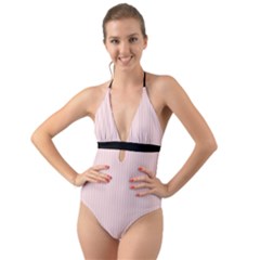 Soft Bubblegum Pink & Black - Halter Cut-out One Piece Swimsuit