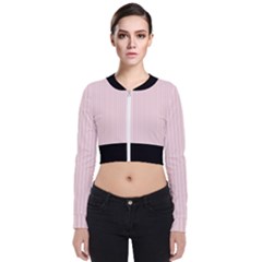 Soft Bubblegum Pink & Black - Long Sleeve Zip Up Bomber Jacket