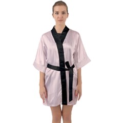 Soft Bubblegum Pink & Black - Half Sleeve Satin Kimono  by FashionLane