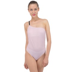 Soft Bubblegum Pink & Black - Classic One Shoulder Swimsuit