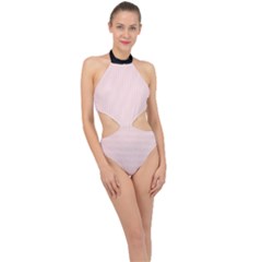 Soft Bubblegum Pink & Black - Halter Side Cut Swimsuit