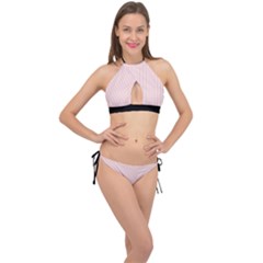 Soft Bubblegum Pink & Black - Cross Front Halter Bikini Set