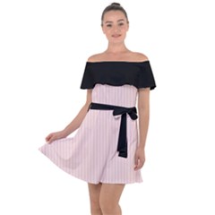 Soft Bubblegum Pink & Black - Off Shoulder Velour Dress