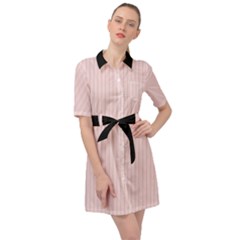 Soft Bubblegum Pink & Black - Belted Shirt Dress