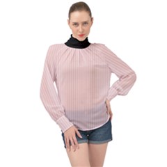 Soft Bubblegum Pink & Black - High Neck Long Sleeve Chiffon Top