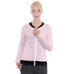 Soft Bubblegum Pink & Black - Casual Zip Up Jacket