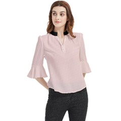 Soft Bubblegum Pink & Black - Loose Horn Sleeve Chiffon Blouse