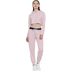 Soft Bubblegum Pink & Black - Cropped Zip Up Lounge Set