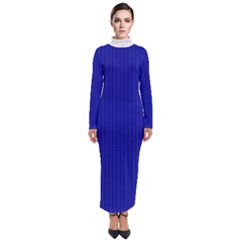 Admiral Blue & White - Turtleneck Maxi Dress