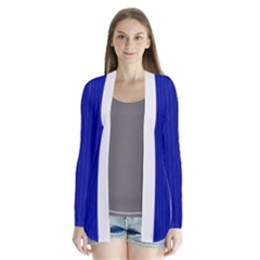 Admiral Blue & White - Drape Collar Cardigan