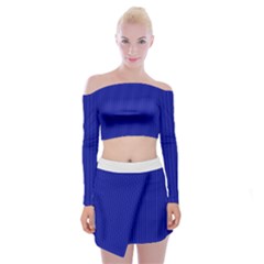 Admiral Blue & White - Off Shoulder Top with Mini Skirt Set