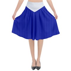 Admiral Blue & White - Flared Midi Skirt