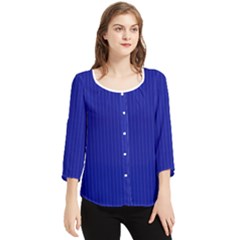 Admiral Blue & White - Chiffon Quarter Sleeve Blouse