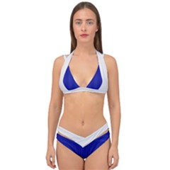 Admiral Blue & White - Double Strap Halter Bikini Set