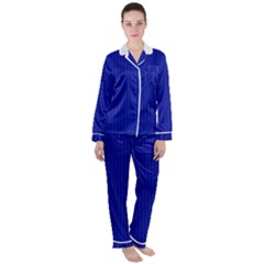 Admiral Blue & White - Satin Long Sleeve Pyjamas Set