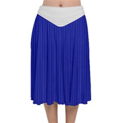 Admiral Blue & White - Velvet Flared Midi Skirt