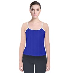 Admiral Blue & White - Velvet Spaghetti Strap Top