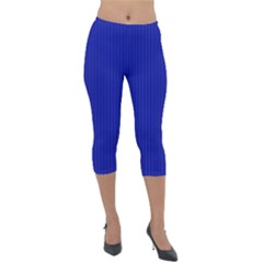 Admiral Blue & White - Lightweight Velour Capri Leggings 