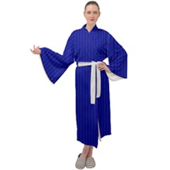 Admiral Blue & White - Maxi Velour Kimono