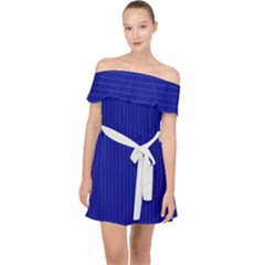 Admiral Blue & White - Off Shoulder Chiffon Dress