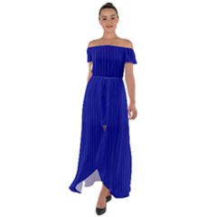 Admiral Blue & White - Off Shoulder Open Front Chiffon Dress