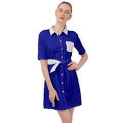 Admiral Blue & White - Belted Shirt Dress