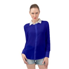 Admiral Blue & White - Long Sleeve Chiffon Shirt