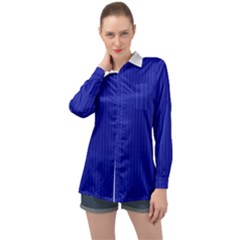 Admiral Blue & White - Long Sleeve Satin Shirt