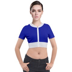 Admiral Blue & White - Short Sleeve Cropped Jacket