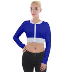 Admiral Blue & White - Long Sleeve Cropped Velvet Jacket