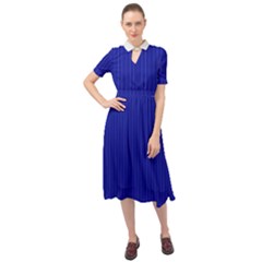 Admiral Blue & White - Keyhole Neckline Chiffon Dress