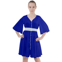 Admiral Blue & White - Boho Button Up Dress