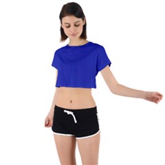 Admiral Blue & White - Tie Back Short Sleeve Crop Tee