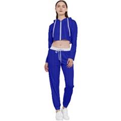 Admiral Blue & White - Cropped Zip Up Lounge Set