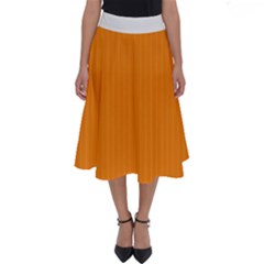 Apricot Orange & White - Perfect Length Midi Skirt