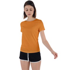 Apricot Orange & White - Back Circle Cutout Sports Tee by FashionLane