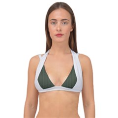 Kombu Green & White - Double Strap Halter Bikini Top by FashionLane