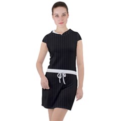 Midnight Black & White - Drawstring Hooded Dress by FashionLane