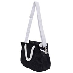 Midnight Black & White - Rope Handles Shoulder Strap Bag by FashionLane