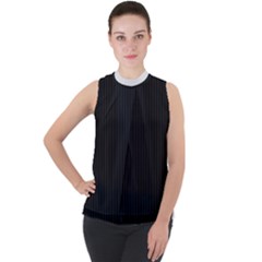 Midnight Black & White - Mock Neck Chiffon Sleeveless Top by FashionLane